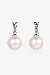 Thumbnail for Moissanite Pearl Drop Earrings