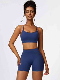 Thumbnail for Sport Bra and Wide Waistband Shorts Set - 2 PCS. - T - 5 COLORS -