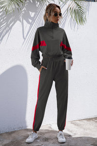 Thumbnail for Turtle Neck Long Sleeve Zip-Up Top Long Pants Set - 2 PCS. - T - 3 COLORS -