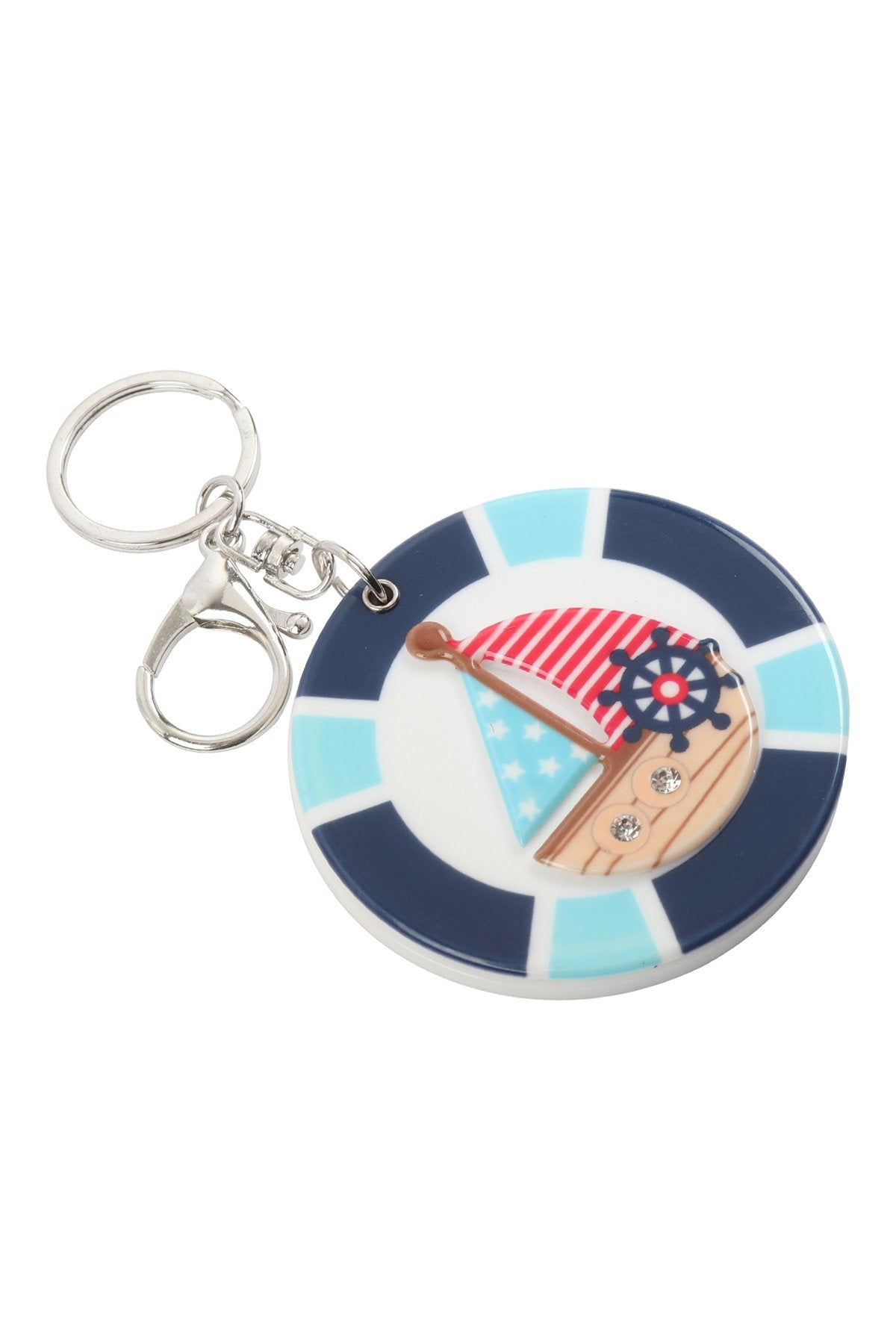 Sail Boat With Mirron Keychain -