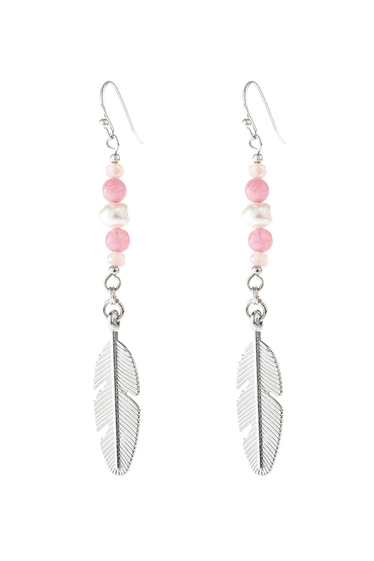 Cast Feather Dangle Earrings - 8 COLORS -