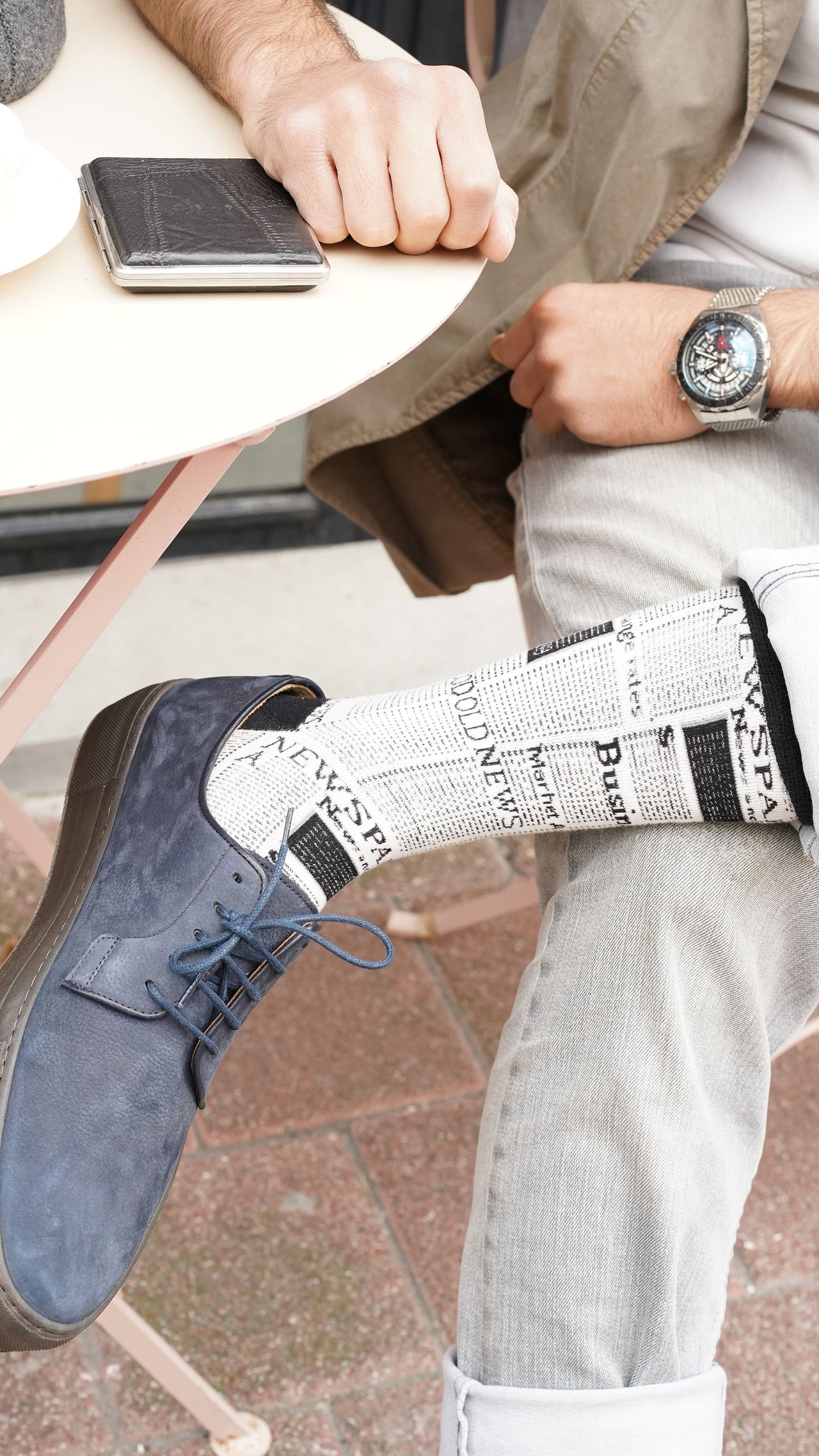 Men's Newspaper Socks - 1 COLOR -