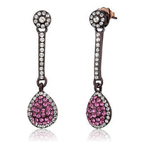 Thumbnail for IP Dark Brown (IP Coffee) Stainless Steel Earrings With Top Grade Crystal in Rose -