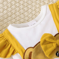 Thumbnail for Bow Tie Skirt Bear Detail Round Neck Dress - T - 1 COLOR -