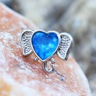 316L Stainless Steel Aqua Heart Elephant Cartilage Earring -