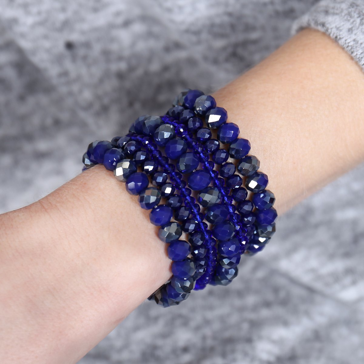 Seven Lines Glass Beads Stretch Bracelet - 22 COLORS