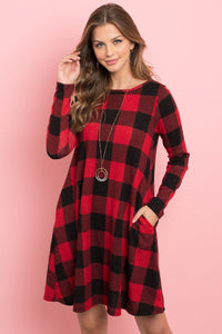 Thumbnail for Riah Fashion - Long Sleeves Plaid Midi - 2 COLORS -