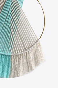 Thumbnail for Contrast Fringe Round Macrame Wall Hanging - 16.5