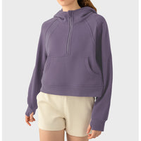 Thumbnail for Half-Zip Long Sleeve Sports Hoodie - T - 5 COLORS -