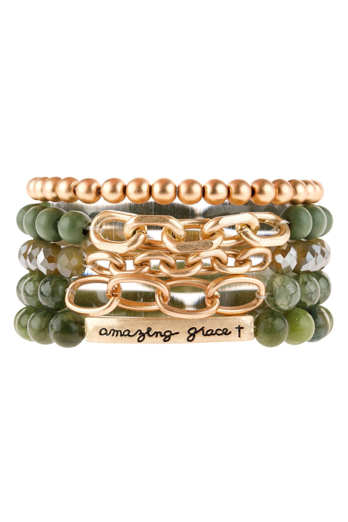 Riah Fashion - "Amazing Grace" Charm Multiline Beaded Bracelet - 8 COLOR STACKS -