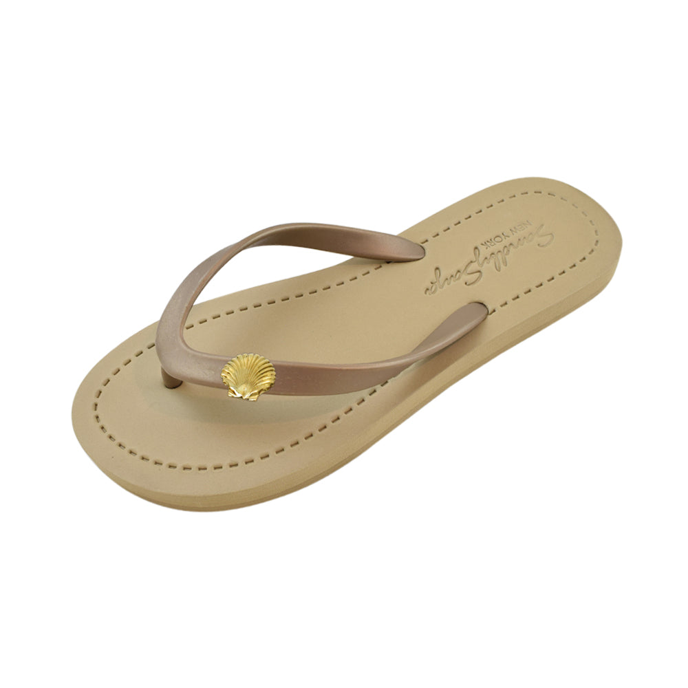 SAND BY SAYA N.Y. - Gold Shell - Studs Flat Flip Flops Sandal - 4 COLORS -