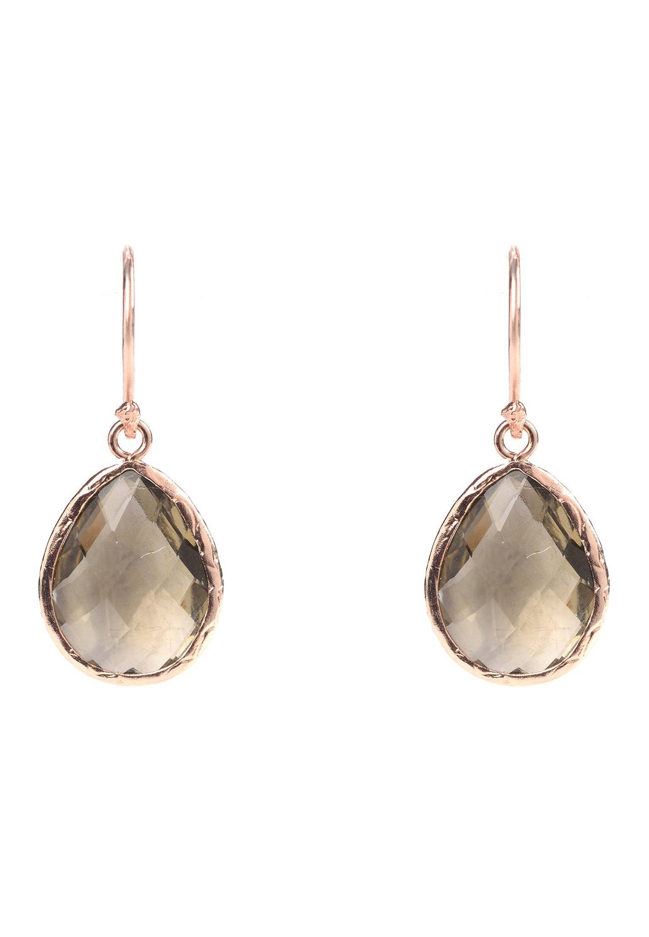 LATELITA - Petite Drop Earrings Smokey Quartz Rosegold -