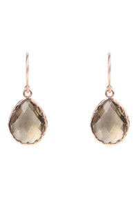 Thumbnail for LATELITA - Petite Drop Earrings Smokey Quartz Rosegold -