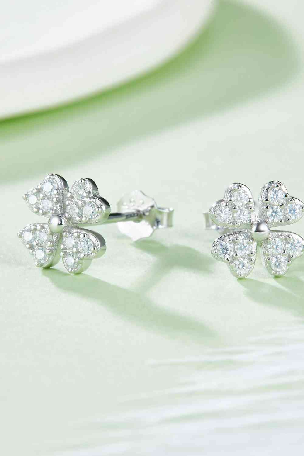 Adored Moissanite Four Leaf Clover Stud Earrings