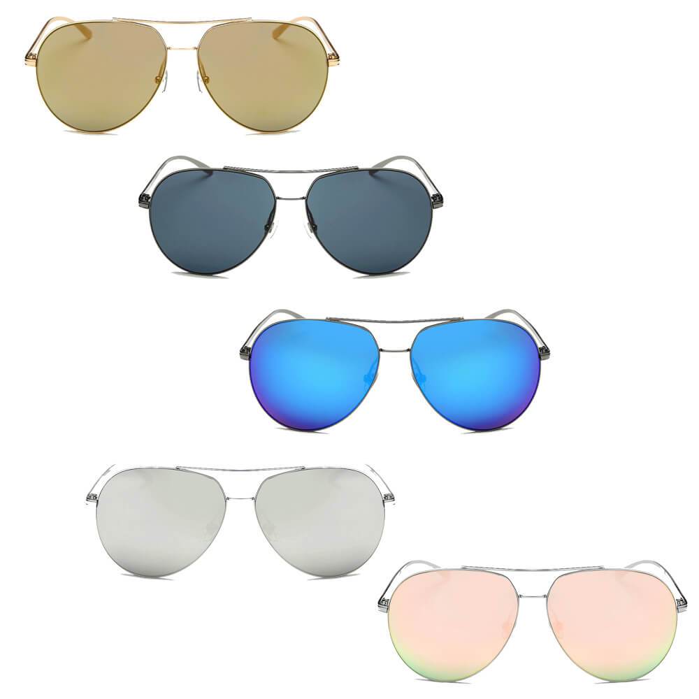 Estero | CD01 - Oversize Mirrored Lens Aviator Sunglasses - 5 COLORS -