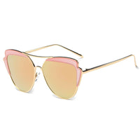 Thumbnail for Galveston | CD11 - Women's Brow Bar Mirrored Lens Cat Eye Sunglasses - 5 COLORS -