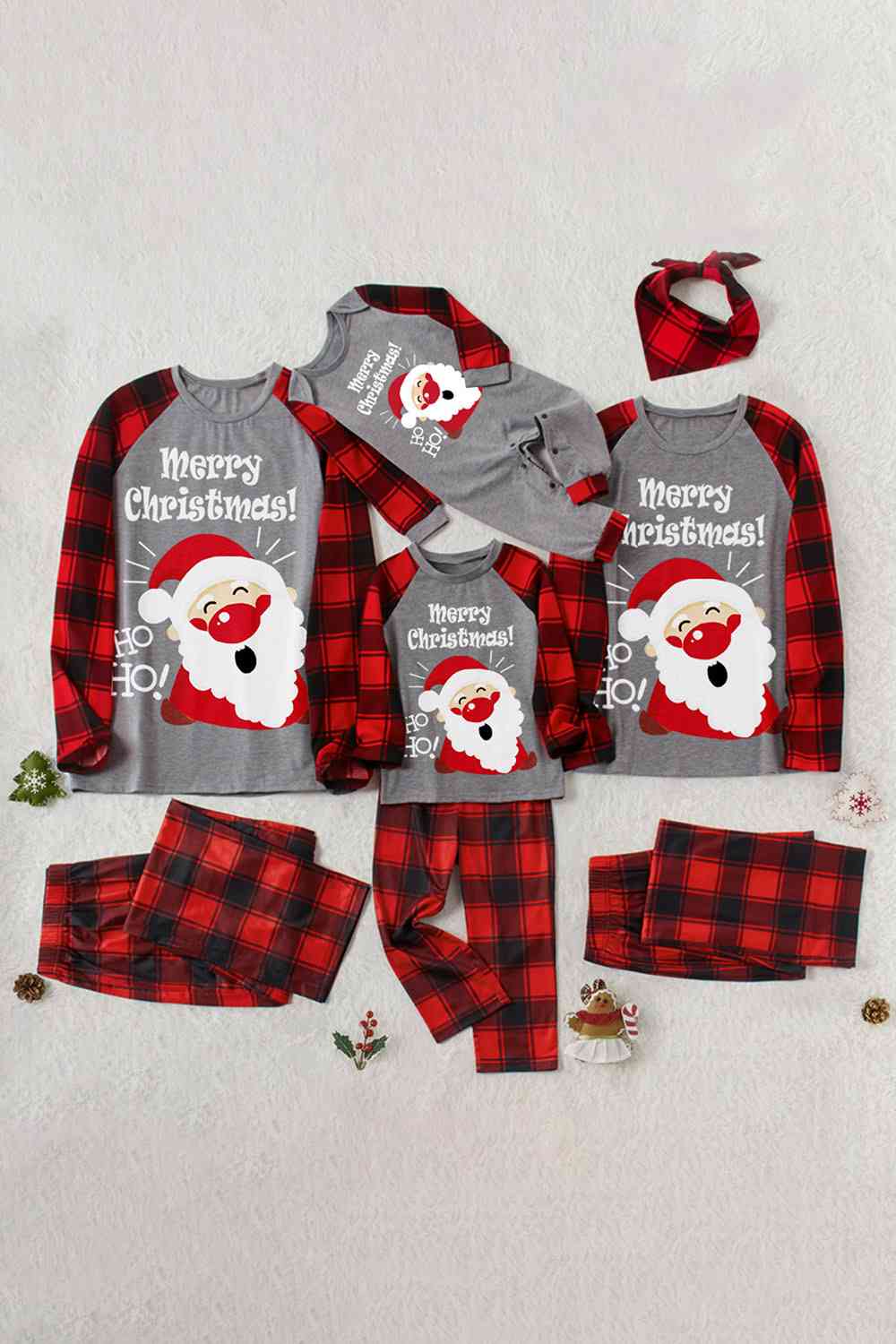 MERRY CHRISTMAS Graphic Top and Plaid Pants Set - T - SOLD BY SIZE / 2PCS. - 4 SIZES -