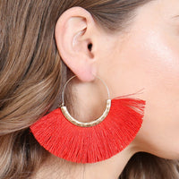 Thumbnail for Tassel Fan Hoop Earrings - 15 COLORS -