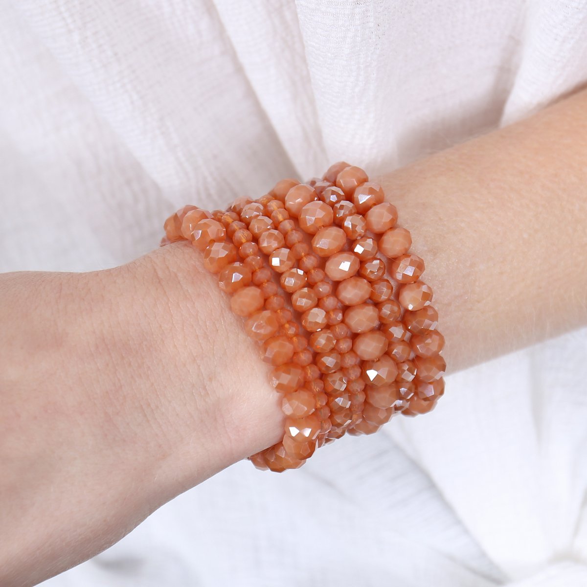 Seven Lines Glass Beads Stretch Bracelet - 22 COLORS