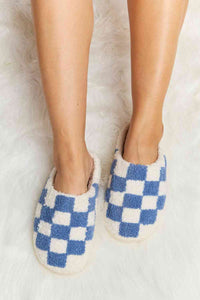 Thumbnail for Melody Checkered Print Plush Slide Slippers - LIMITED SIZES LEFT - T - 4 COLORS -