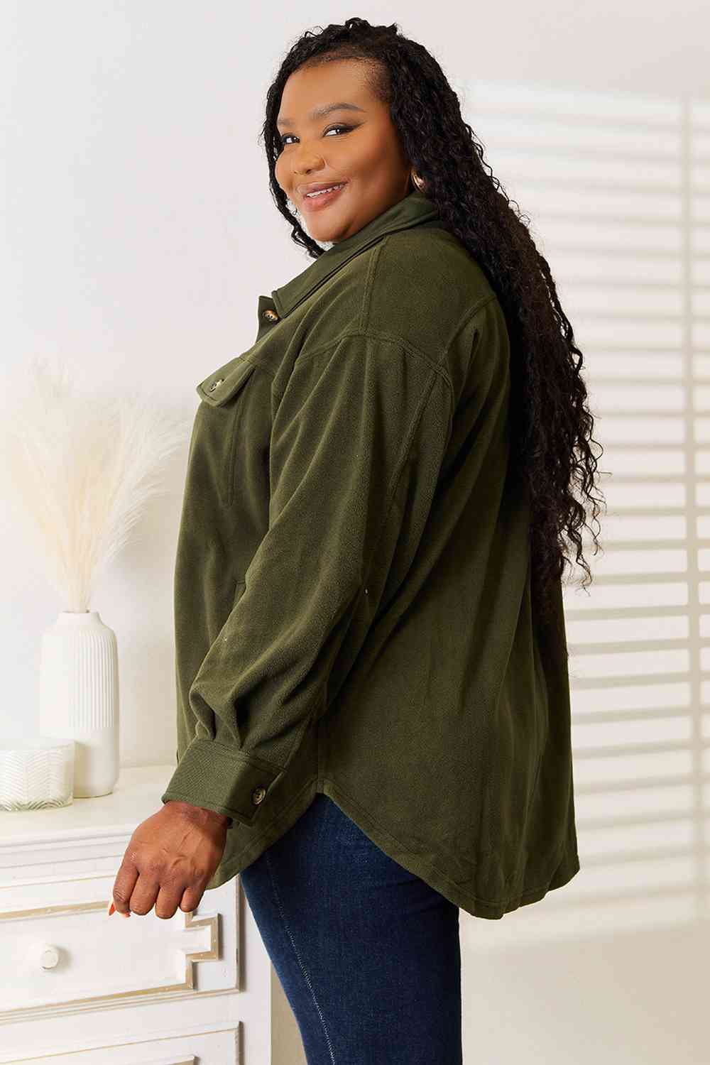 Heimish Cozy Girl Full Size Button Down Shacket - SIZES S THRU 3XL - T - 1 COLOR -