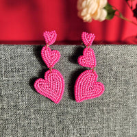 Thumbnail for Bead Stainless Steel Heart Dangle Earrings - T - 2 COLORS -