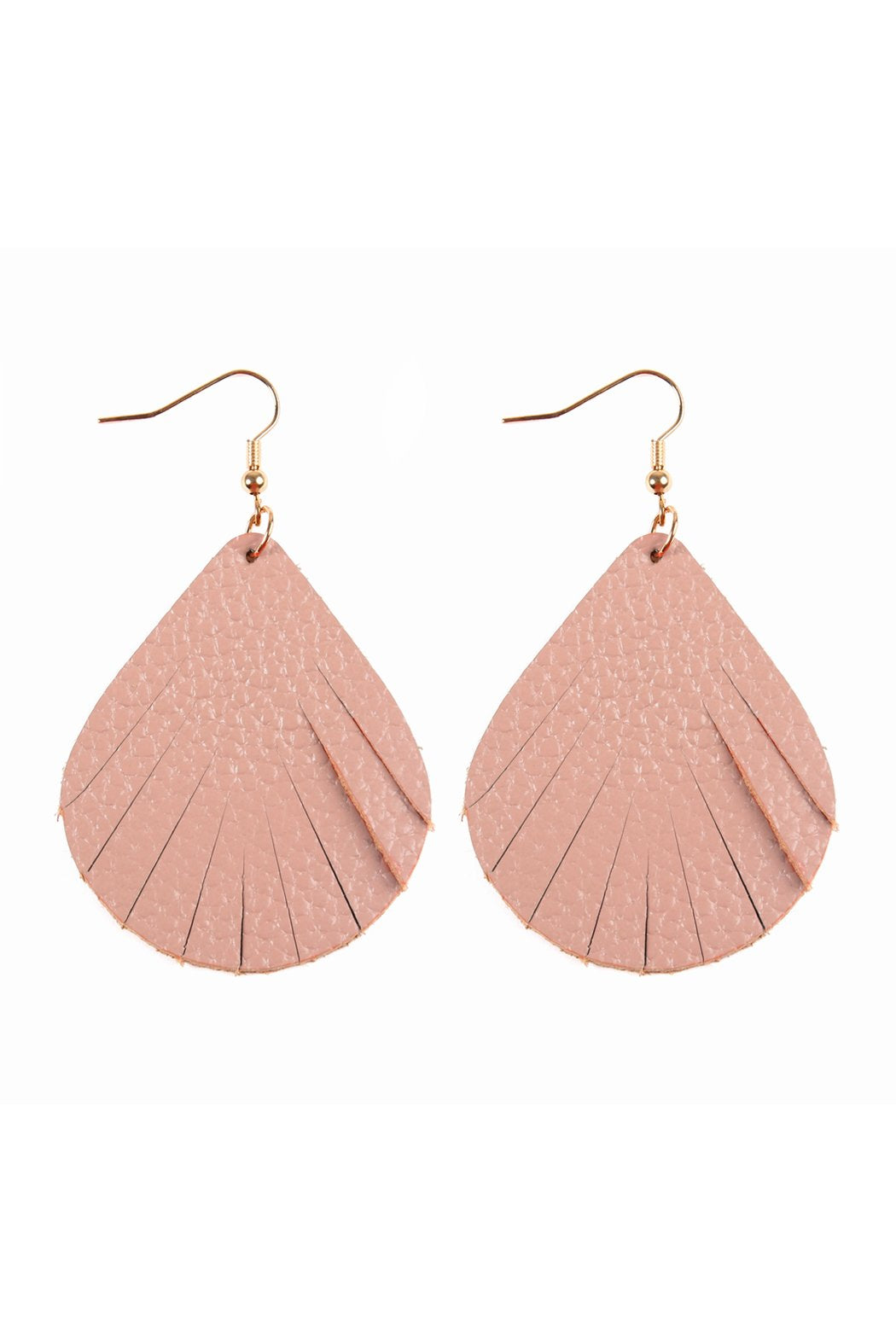 Fringed Pear Shaped Leather Earrings - 10 COLORS