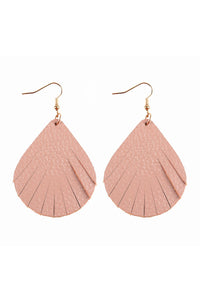 Thumbnail for Fringed Pear Shaped Leather Earrings - 10 COLORS