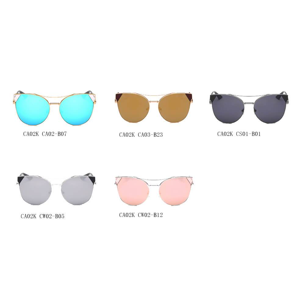 Aspen | CA02K - Womens Trendy Mirrored Lens Cat Eye Sunglasses - 5 COLORS -