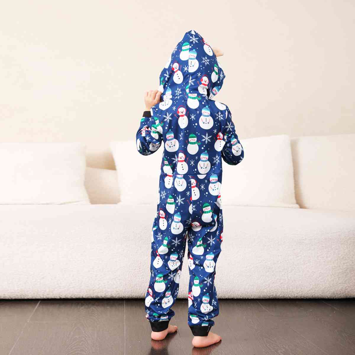 KIDS Snowman Print Hooded Jumpsuit - T -