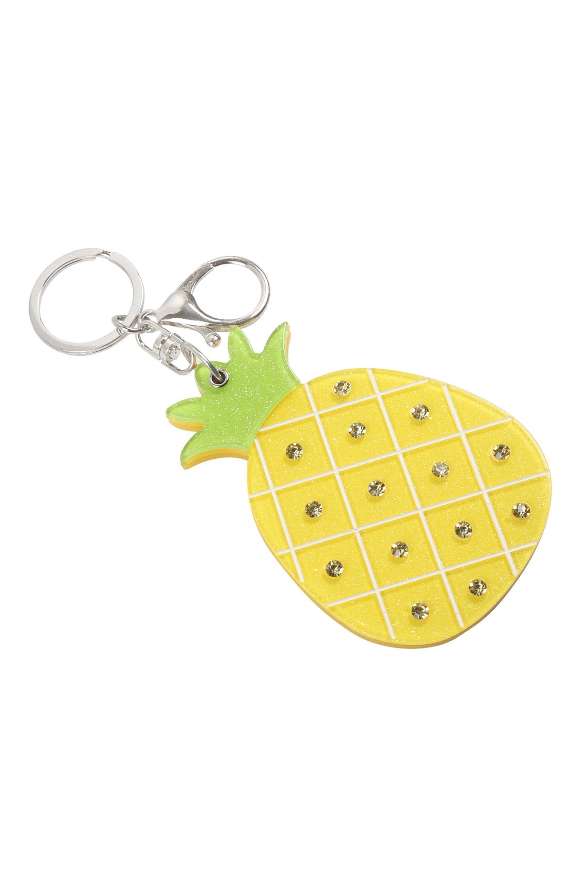 Riah Fashion - Pineapple Rhinestone With Mirror Keychain -