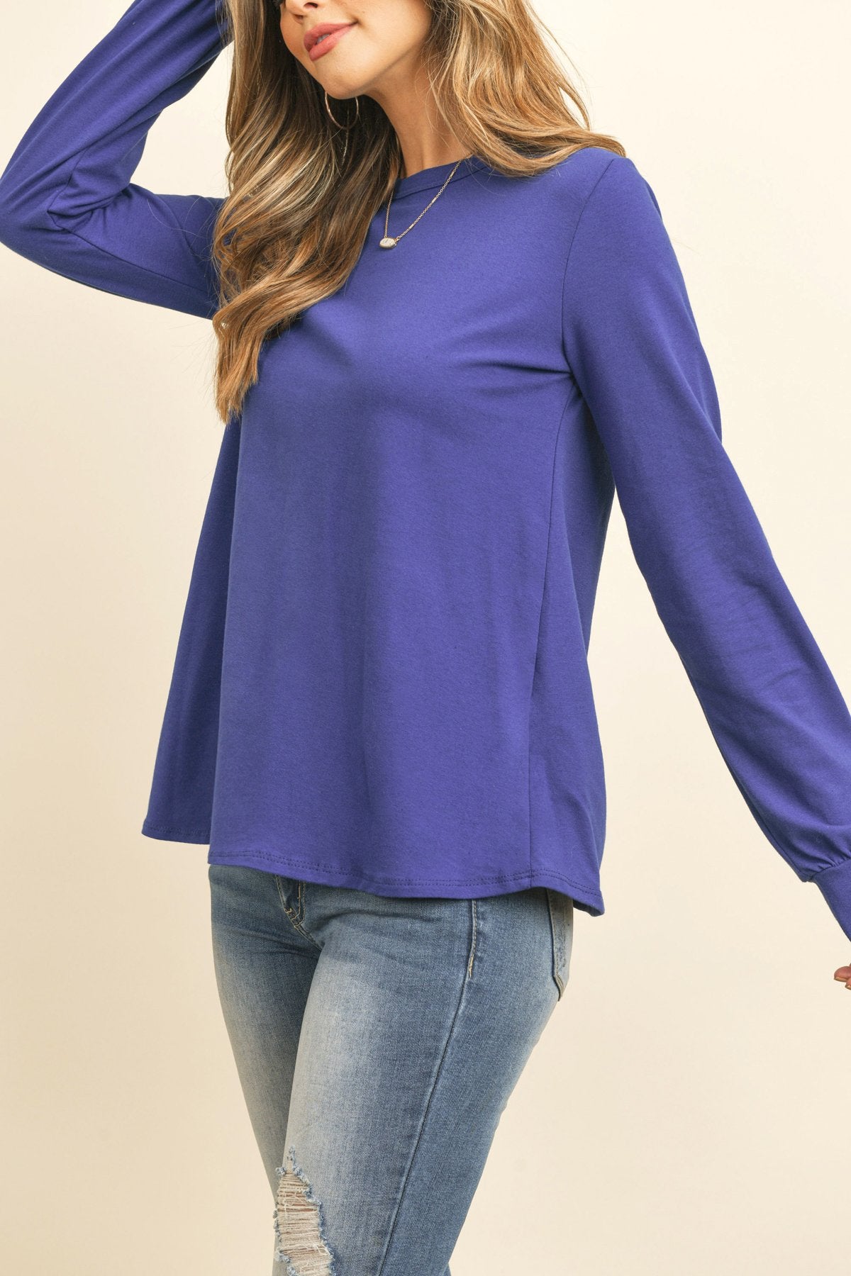 Riah Fashion - Long Sleeve Round Neck Solid Top - 17 COLORS -