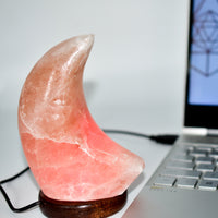 Thumbnail for White Quartz - Himalayan Salt Moon Lamp - 2 COLORS - EMITS 7! -