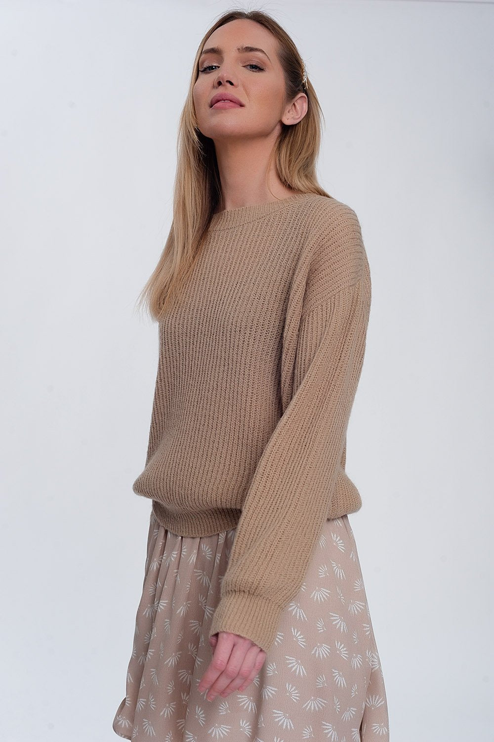 Q2 - Ribbed Jumper in Light Beige - 1 COLOR -