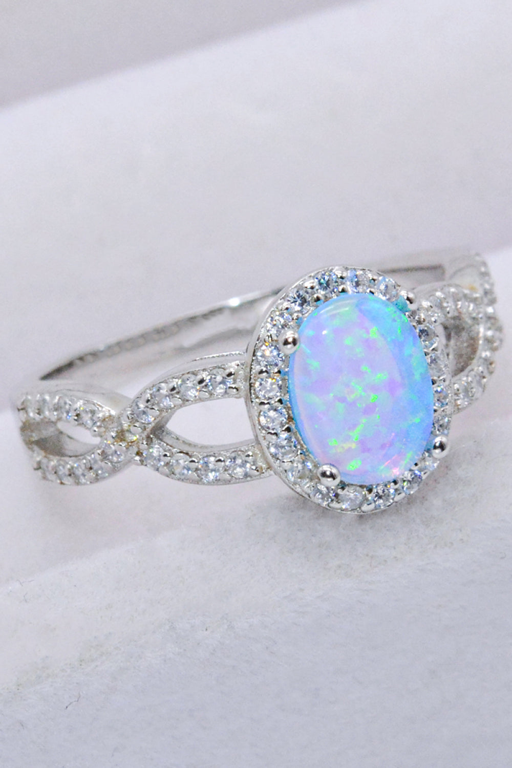 925 Sterling Silver Opal Halo Ring - T - SIZES 6 THRU 9 - 1 COLOR -