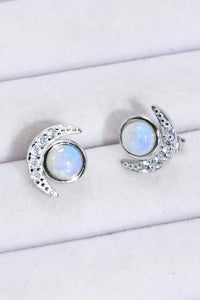 Thumbnail for 925 Sterling Silver Moonstone Stud Earrings - T - 1 FINISH -