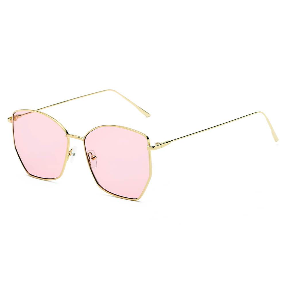 Cardiff | S2073 - Women Oversize Geometric Metal Fashion Sunglasses - 5 COLORS -