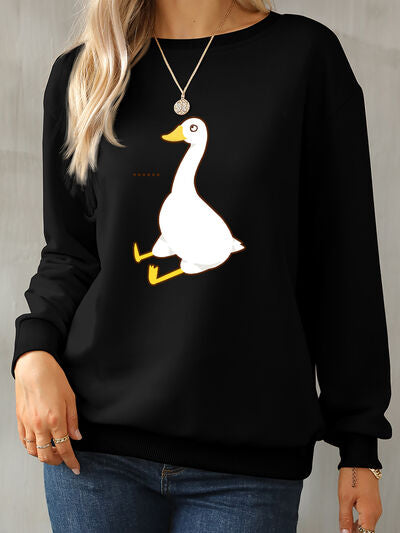 Goose Graphic Round Neck Sweatshirt - T - 4 COLORS -