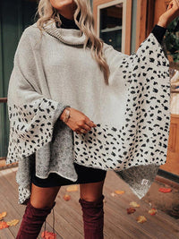 Thumbnail for Leopard Turtleneck Poncho - T - 2 COLORS -