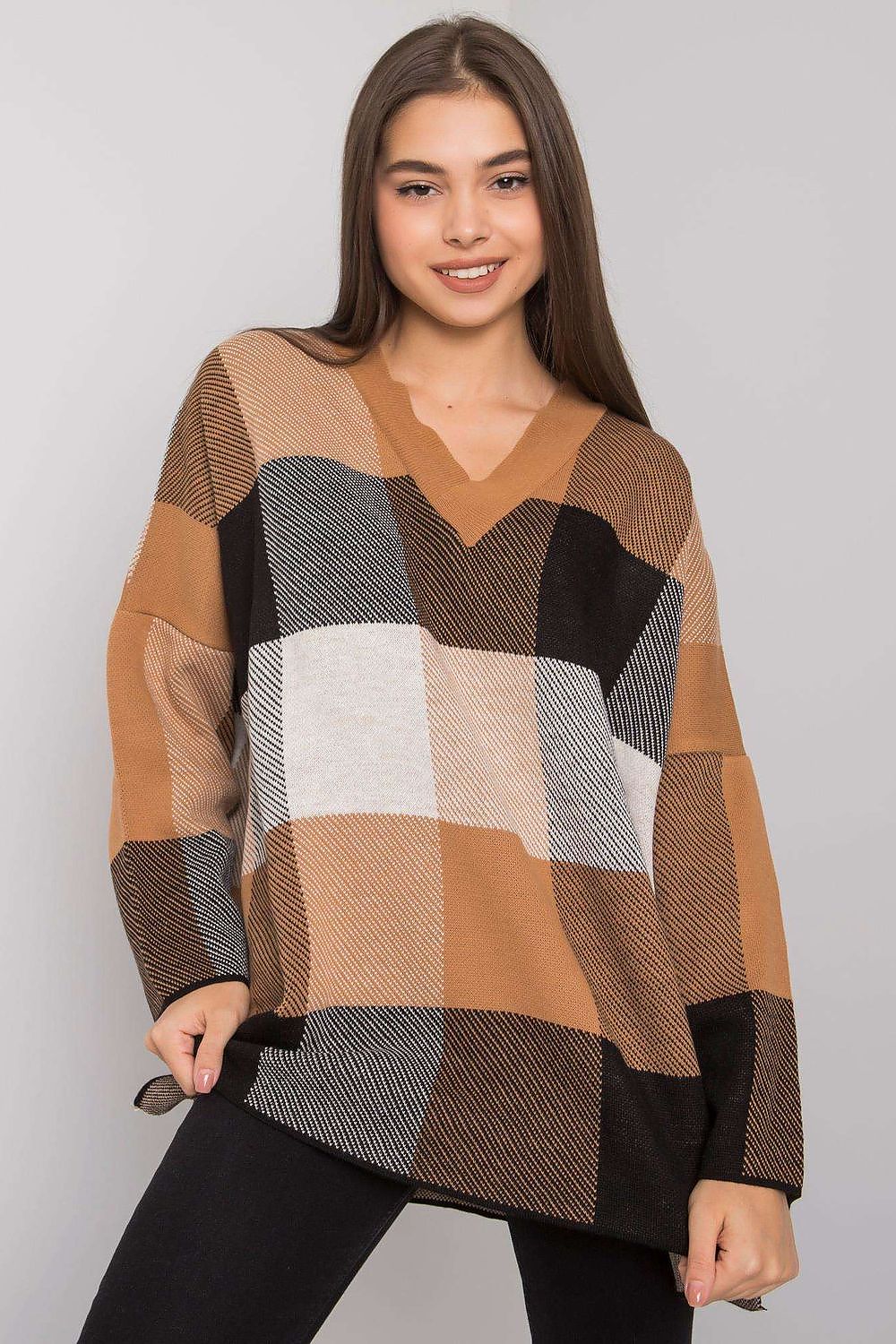 Fame - Jumper in Camel / Plaid - 1 COLOR -