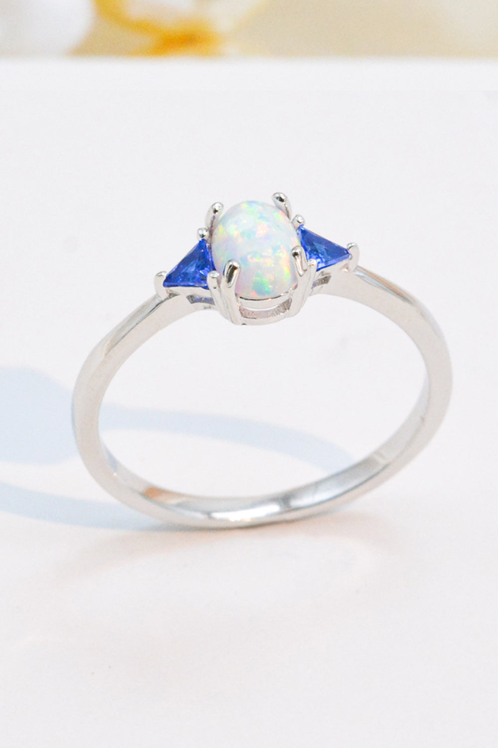 Contrast 925 Sterling Silver Opal Ring - T - SIZES 6 THRU 9 - 4 COLORS -