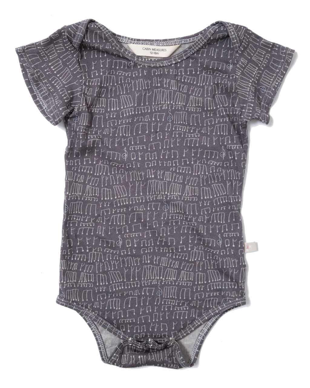 Cabin Measures - Baby Onesie / Organic Cotton Baby Bodysuit / MUSIC NOTES -