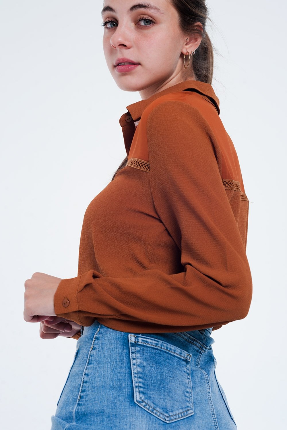 Q2 - Front Insert Blouse Orange - 1 COLOR -