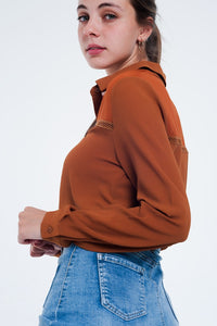 Thumbnail for Q2 - Front Insert Blouse Orange - 1 COLOR -