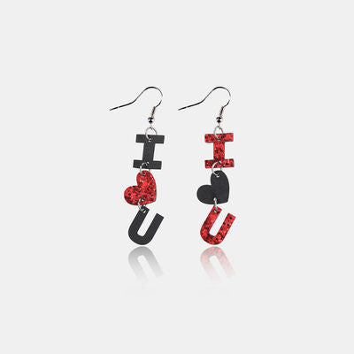 Faux Leather Iron Hook Dangle Earrings - T - 1 COLOR -