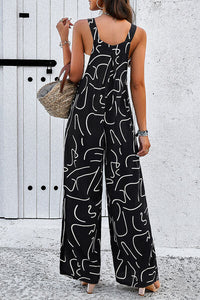 Thumbnail for Printed Wide Strap Jumpsuit with Pockets - T - 4 COLORS -