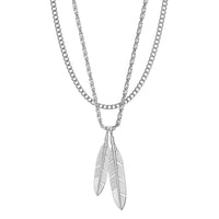 Thumbnail for Mister - Feather Necklace - 3 CHAIN FINISHES - 2 PENDANT COLORS -