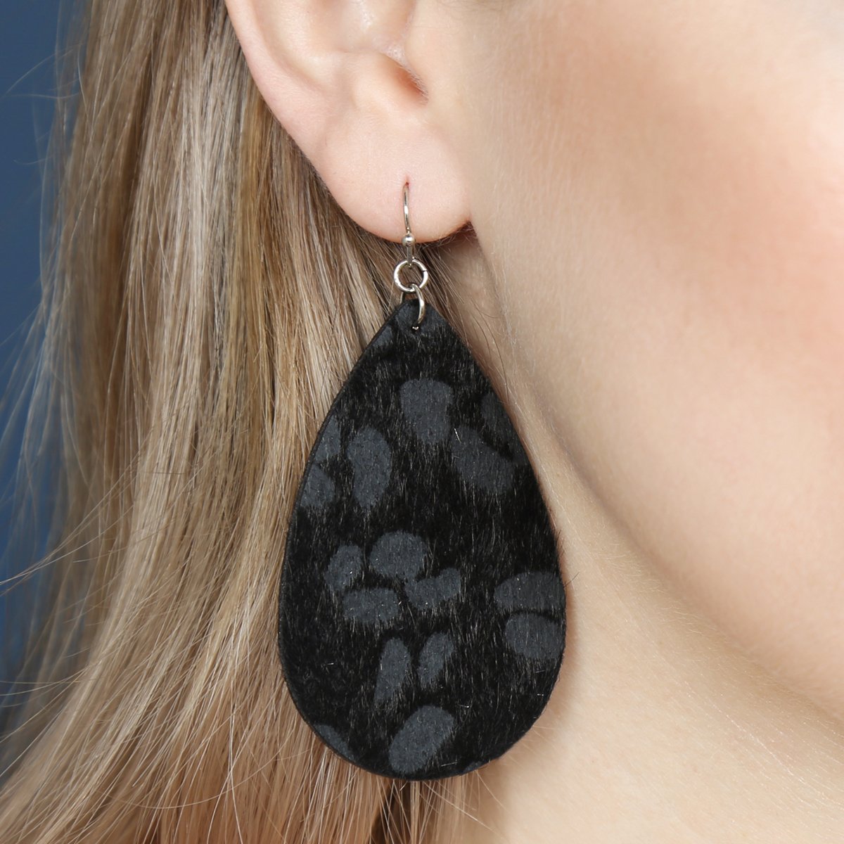 Leopard Print Fabric Fish Hook Teardrop Earrings - 5 COLORS -