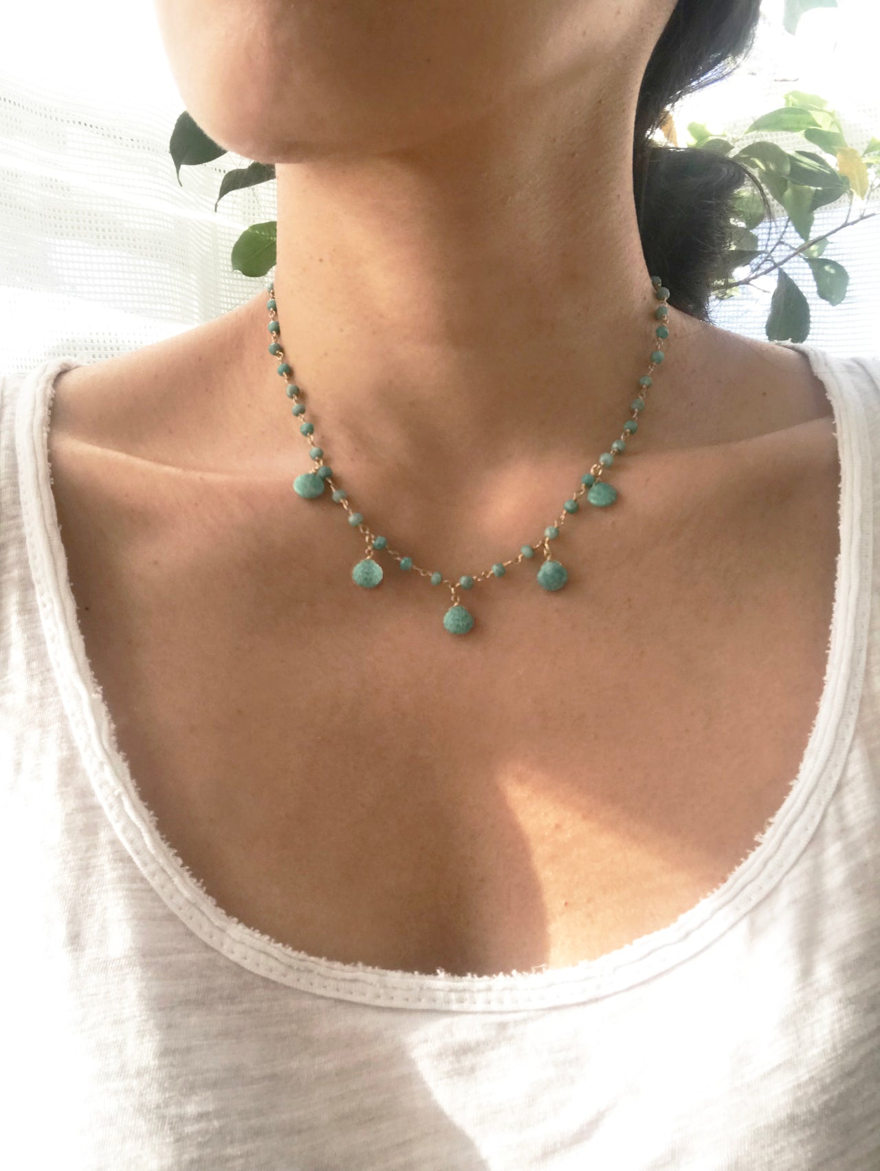 Gena Myint - Amazonite Droplet Vermeil Necklace -