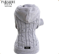 Thumbnail for (Extra Warm) Dog and Cat Cable Knit Sweater With Hat - Grey - 8 SIZES -